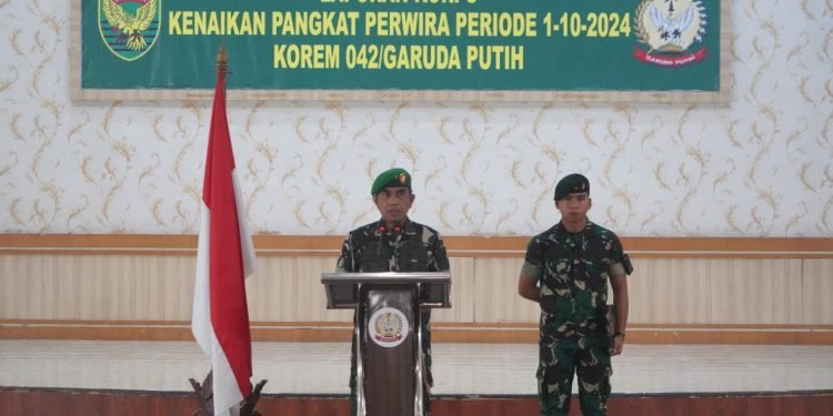 Danrem 042/Gapu Pimpin Korp Raport Kenaikan Pangkat Perwira Korem 042/Gapu