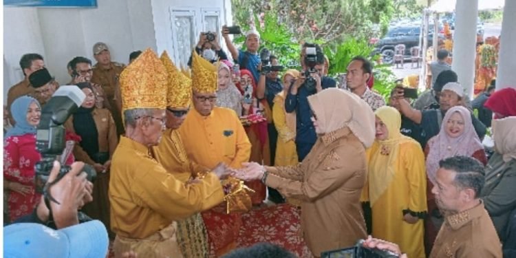 Mulai Ngantor, Bupati Tanjab Timur Disambut Secara Adat