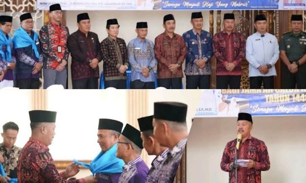 Bupati Monadi dan Wabup Murison Hadiri Pelepasan 326 Jemaah Calon Haji di Masjid Arraudoh Semurup
