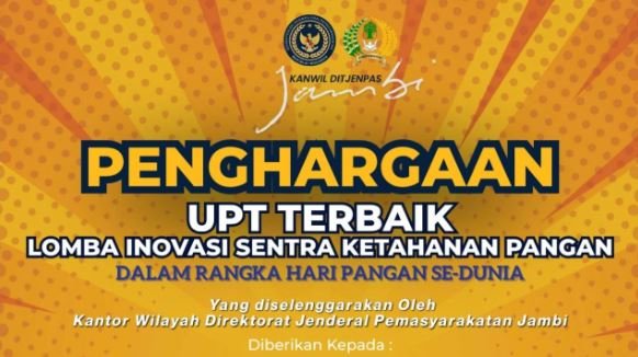 Hari Pangan Sedunia, Kanwil Ditjenpas Jambi Apresiasi UPT Pemasyarakatan Terbaik dalam Inovasi Ketahanan Pangan