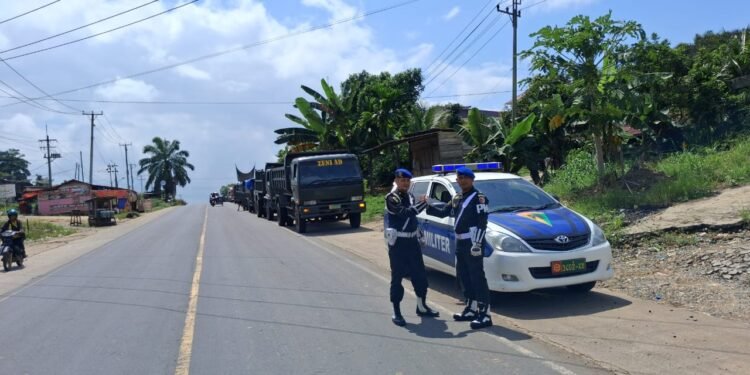 Denpom II/2 Jambi Pastikan Konvoi Sermat Penanggulangan Bencana Sumatera Melaju Aman